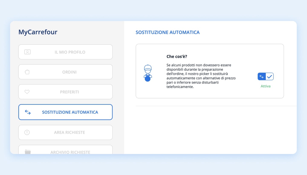 MyCarrefour - “Sostituzione Automatica” 