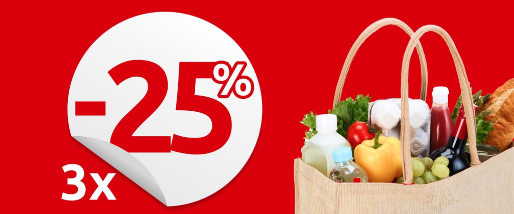 3 buoni sconto del 25%