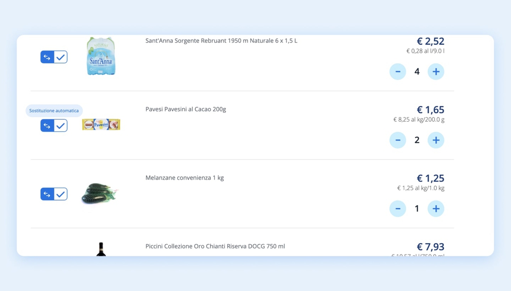Prodotti nel carrello