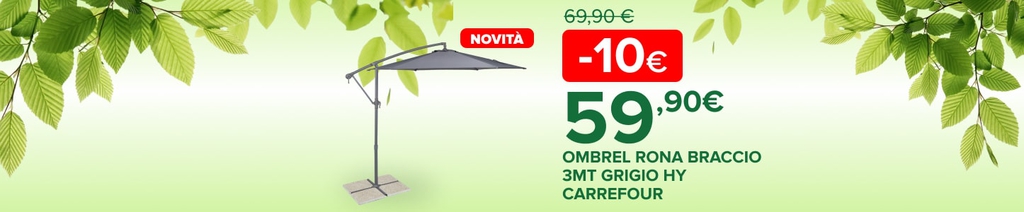 Carrefour Ombrellone diametro 3 mt grigio hyba