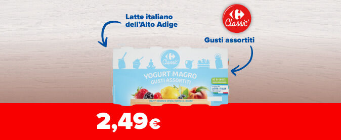 Yogurt magro gusti assortiti Carrefour Classic - 8x125 g