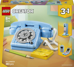 LEGO Creator 3in1 31174 Telefono Retrò con Disco di Selezione Rotante, Si Trasforma in altri 2 Modelli, Regalo per Bambini 8+