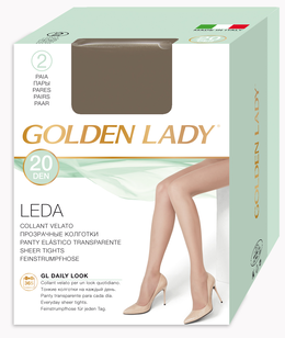 Golden Lady Collant velato Leda 20 Den 2 paia Castoro taglia 4