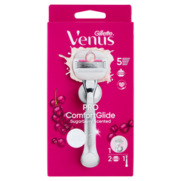 Gillette Venus Pro ComfortGlide Sugarberry Scented Rasoio Donna a 5 Lame, 1 Manico + 2 Lamette