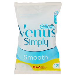 Gillette Venus Simply Smooth Rasoio Donna Usa e Getta a 2 Lame 8 Rasoi + 4 = 12 Rasoi