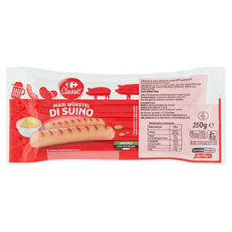 Carrefour Classic Maxi Würstel di Suino 250 g