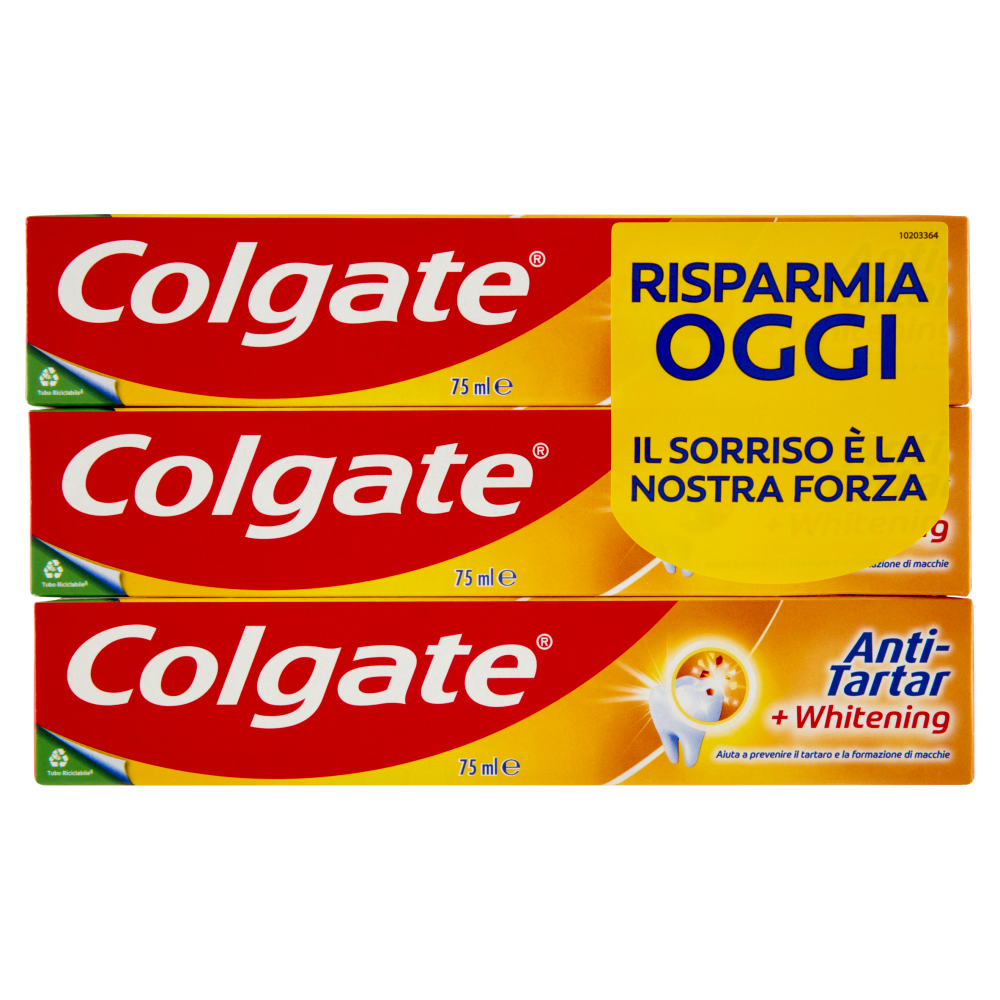 Colgate dentifricio sbiancante Antitartaro + Whitening 3x75 ml