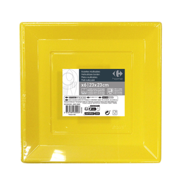 6 piatti gialli rettangolari 23x23 Carrefour