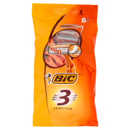 Bic 3 Sensitive Rasoi 3 Lame Usa e Getta da Uomo, 8 pezzi