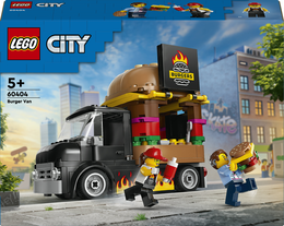 LEGO City 60404 Furgone degli Hamburger Giocattolo, Veicolo per Bambini da 5+, Camion Food Truck con Accessori e 2 Minifigure