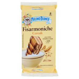 Mulino Bianco Fisarmoniche Merenda con 8 Cereali e Crema al Malto d'Orzo e Cacao 8 pezzi 296g