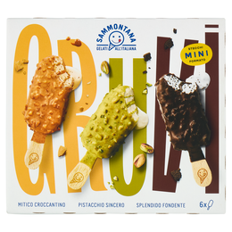 Sammontana Gruvi Mini Mitico Croccantino, Pistacchio Sincero, Splendido Fondente 6 x 37,5 g
