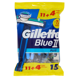 Gillette Blue II Plus Rasoio da Uomo Usa e Getta a 2 Lame, 11 Rasoi + 4 = 15 Rasoi