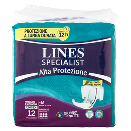Lines Specialist Alta Protezione Pannoloni a Mutandina Unisex Tg. M Maxi Plus 12 pz