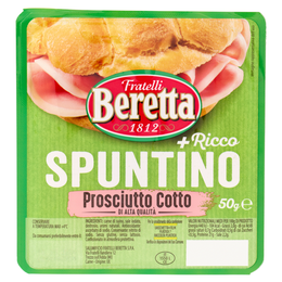 Fratelli Beretta Spuntino + Ricco Prosciutto Cotto di Alta Qualità 50 g