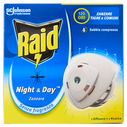 Raid Night & Day Zanzare Base, 1 Diffusore e 1 Ricarica, Senza Fragranza