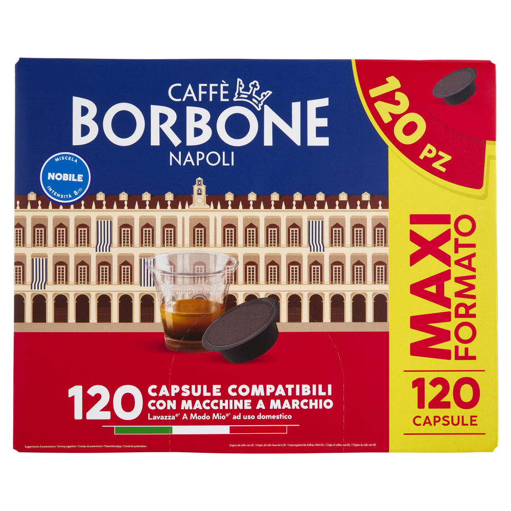 Caffè Borbone Miscela Nobile Capsule Compatibili Lavazza* A Modo Mio* ad uso domestico 120 x 7,2 g