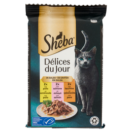 Sheba Délices du Jour Cibo Umido Gatto in Salsa con Salmone e Tacchino 6 x 50 g