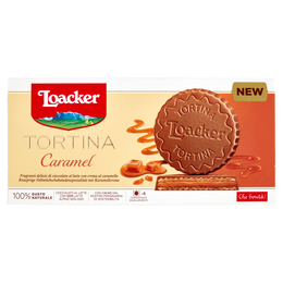 Loacker Tortina Caramel con wafer, cioccolato al latte alpino e crema al caramello 21gx6