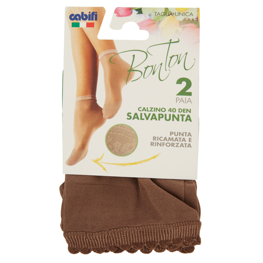 cabifi Bon Ton Calzino 40 Den Salvapunta Taglia Unica Neutro 2 Paia
