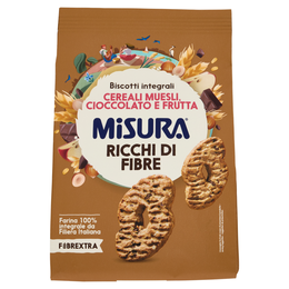 Misura Fibrextra Biscotti integrali Cereali Muesli, Cioccolato e Frutta 230 g