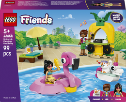 LEGO Friends 42658 Pool Party con Unicorno e Fenicottero Giocattolo "Galleggianti", 2 Mini Bamboline e un Gatto, Idea Regalo 5+