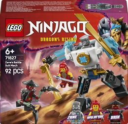 LEGO NINJAGO 71827 Mech da Battaglia di Zane - Figura Giocattolo Ninja Snodabile con 3 Minifigure e Armi, Giochi Bambini 6+