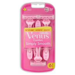 Gillette Venus Comfort Simply Smooth Rasoio Donna Usa e Getta a 3 Lame 4 Rasoi + 2 = 6 Rasoi