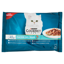 PURINA GOURMET Perle Piaceri del Mare Pesce dell'Oceano / Platessa / Salmone / Tonno 4 x 85 g