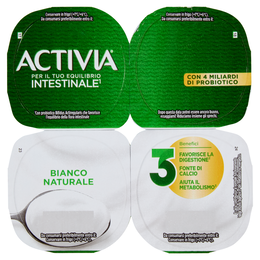 ACTIVIA Yogurt con Probiotico Bifidus, 0% Zuccheri Aggiunti, Bianco Naturale 4x125g