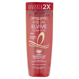 L'Oréal Paris Shampoo 2in1 Elvive Color Vive, Per Capelli Colorati o con Mèches, Confezione da 2