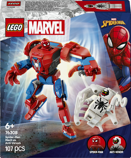 LEGO | Marvel 76308 Mech di Spider-Man Contro Anti-Venom, Action Figure Giocattolo Snodabile con 2 Minifigure per Bambini 6+