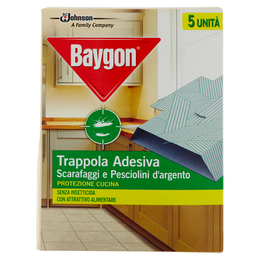 Baygon Trappola Adesiva Scarafaggi e Pesciolini d'argento 5 pz