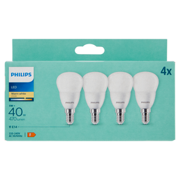 Philips Led sfera vetro 40W E14 2700K 4 pz