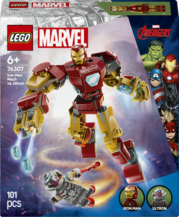 LEGO | Marvel 76307 Mech di Iron Man Contro Ultron - Action Figure Giocattolo da Costruire con 2 Minifigure, Gioco Bambini 6+