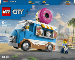 LEGO City 60452 Furgone delle Ciambelle Giocattolo con 2 Minifigure, Giochi Bambini 5+, Veicolo con Stand Gastronomico Mobile