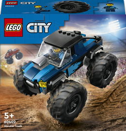 LEGO City 60402 Monster Truck Blu, Veicolo Giocattolo Fuoristrada, Giochi per Bambini di 5+ Anni con Minifigure del Pilota