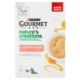 PURINA GOURMET Snack gatto Nature's Creations Exquisite Puree con Salmone e Carota Multipack 5x10g