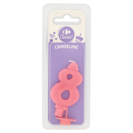 Carrefour Classic Candelina Numero 8 Rosa con supporto