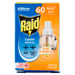 Raid Liquido Elettrico Ricarica, 60 Notti, Fiori d'arancio, 36ml