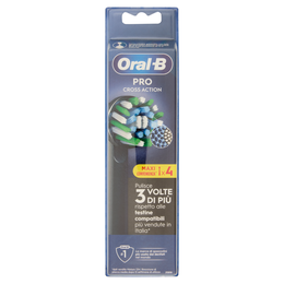 Oral-B Testine di Ricambio Pro Cross Action Nere Spazzolino Elettrico Denti Ricaricabile 4 pz