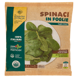 Le Stagioni d'Italia Spinaci in Foglie Surgelati 450 g