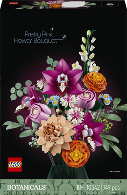 LEGO Botanicals 10342 Bouquet di Fiori Rosa, Kit Modellismo Adulti, Decorazioni Casa con Piante Finte, Idea Regalo Donna o Uomo