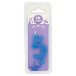 Carrefour Classic Candelina Numero 5 Azzurra con supporto