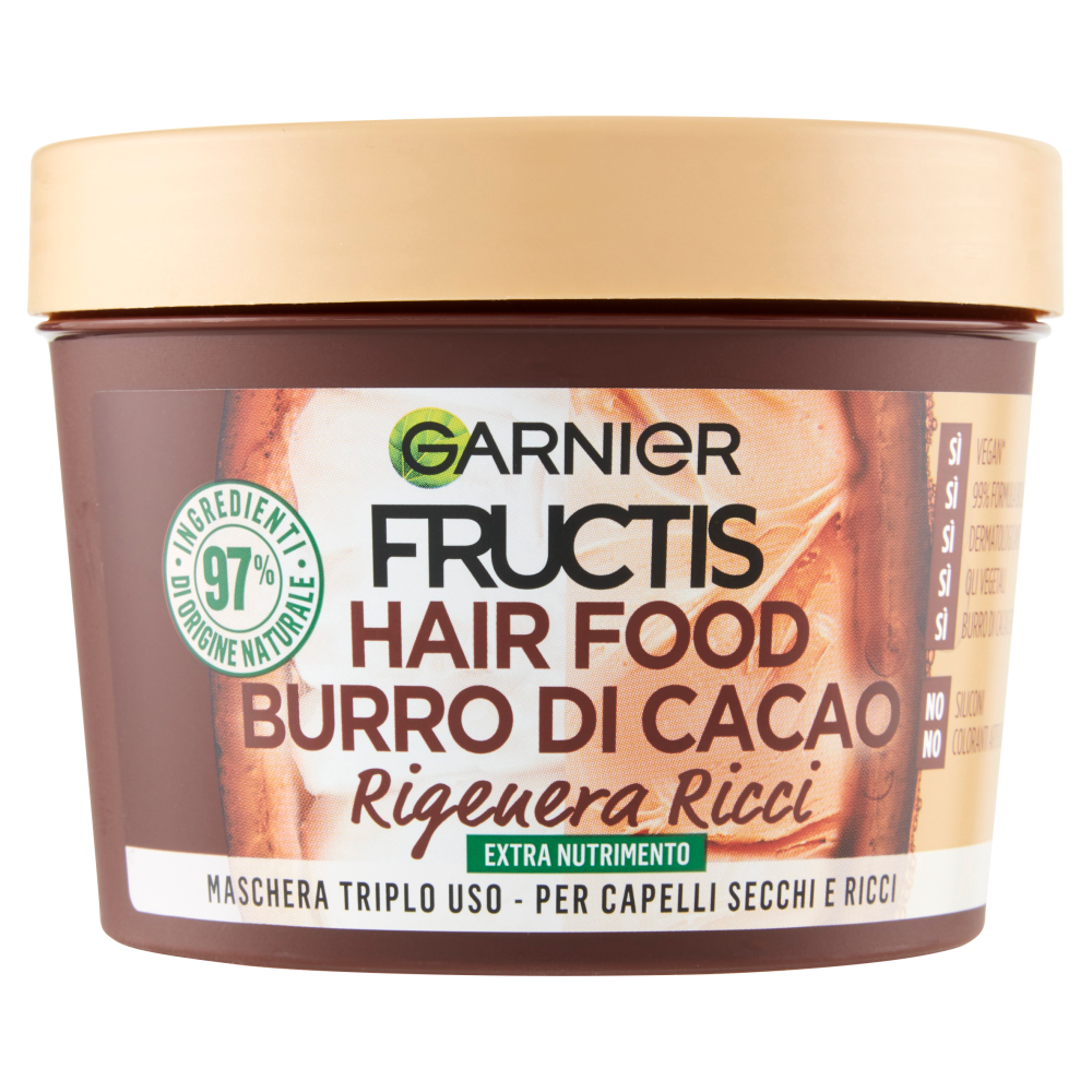 Garnier Fructis Maschera Hairfood Burro di Cacao, per capelli secchi e ricci 390 ml