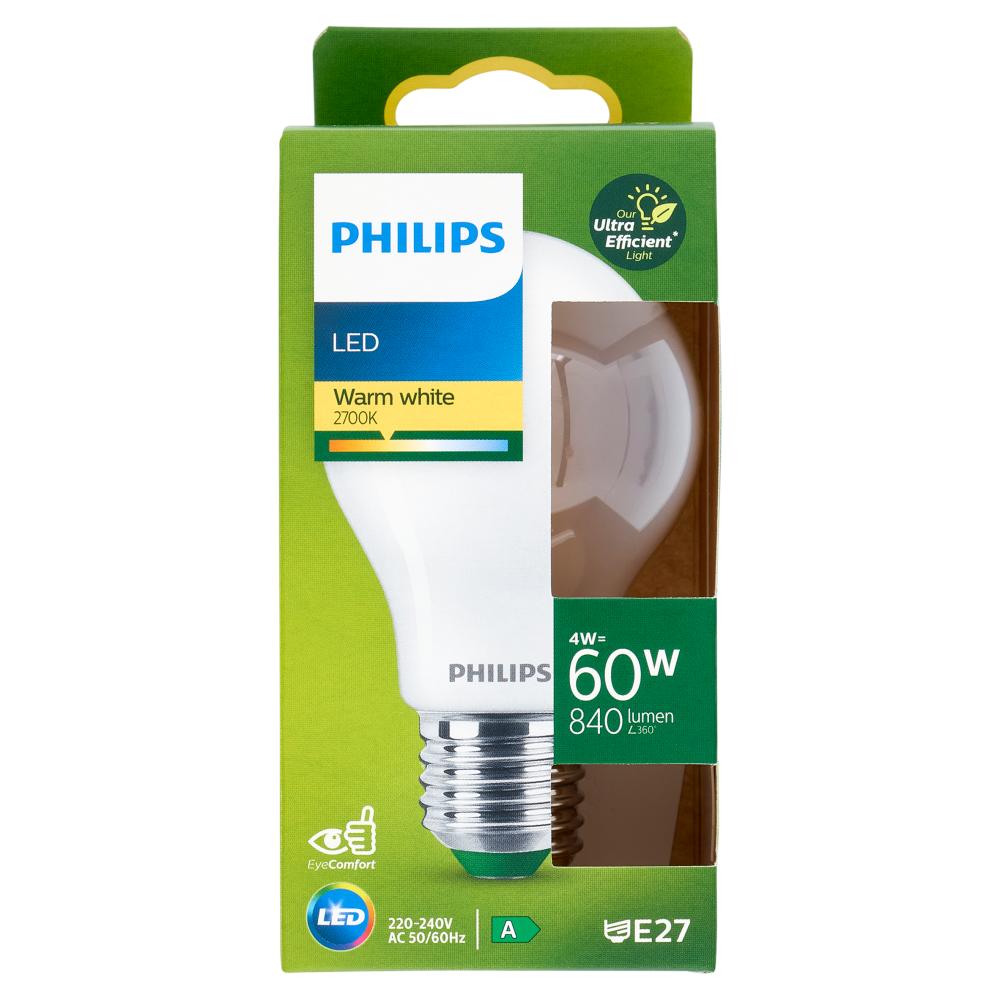 Philips LED Goccia Vetro Smerigliato 60W E27 2700K Non-Dim Classe A