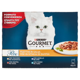 PURINA GOURMET Perle Filettini in Salsa Tacchino / Anatra / Agnello / Tonno 8 x 85 g