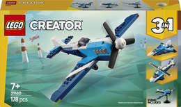 LEGO Creator 3 in 1 31160 Velivolo: Aereo da Competizione, Aeroplano Giocattolo Trasformabile in Elicottero e Jet, Bambini 7+