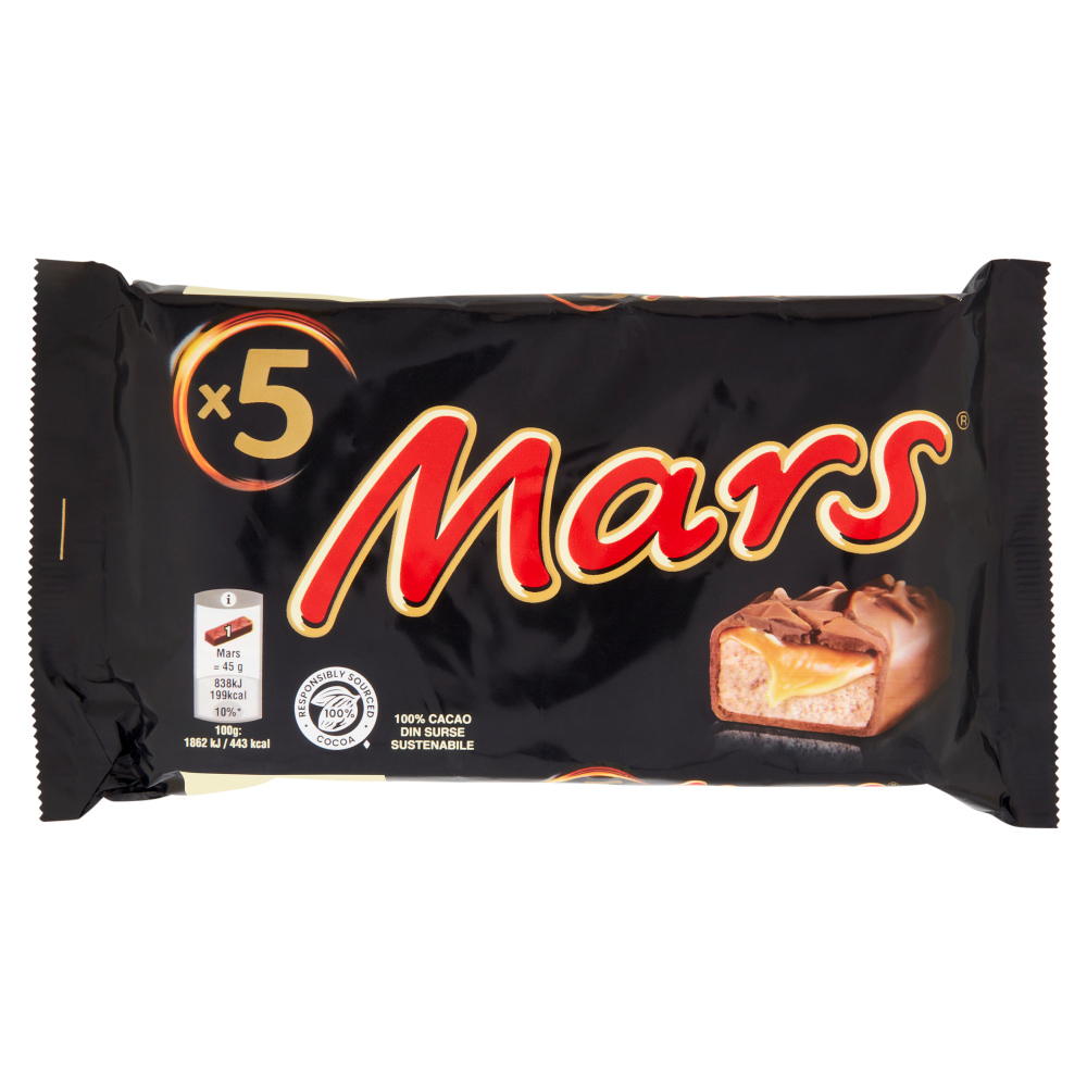 Mars Snack con Caramello Ricoperta al Cioccolato, Multipack da 5 x 45 g