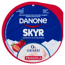DANONE Skyr, Yogurt ispirato all'Islanda, 0% grassi, Cremoso, Ricco in Proteine, Fragola,150g